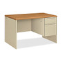 HON; 38000-Series Modular Steel Right-Pedestal Desk With Lock, 29 1/2 inch;H x 48 inch;W x 30 inch;D, Harvest/Putty