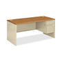 HON; 38000-Series Modular Steel Right-Pedestal Desk With Lock, 29 1/2 inch;H x 66 inch;W x 30 inch;D, Harvest/Putty