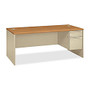 HON; 38000-Series Modular Steel Right-Pedestal Desk With Lock, 29 1/2 inch;H x 72 inch;W x 36 inch;D, Harvest/Putty