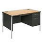 HON; Mentor&trade; Right-Pedestal Desk, 29 1/2 inch;H x 48 inch;W x 30 inch;D, Maple/Charcoal/Aluminum
