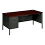 HON; Metro Classic Desk, Single Left Pedestal, Mahogany/Charcoal