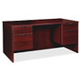 Lorell Prominence 79000 Series Mahogany Pedestal Desk - 60 inch; x 30 inch; x 29 inch; - 4 x Box Drawer(s), File Drawer(s) - Double Pedestal - Material: Particleboard, Resin - Finish: Laminate, Mahogany, Melamine