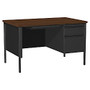 Lorell; Fortress Series 48 inch; Right Single-Pedestal Desk, 30 inch;H x 48 inch;W x 29 1/2 inch;D, Black/Walnut