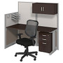 Bush Business Furniture Office In An Hour Straight Workstation With Storage & Chair, Mocha Cherry, Standard Delivery