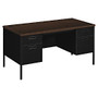 HON; Metro Classic Double-Pedestal Desk, 29 1/2 inch;H x 60 inch;W x 30 inch;D, Mocha/Black