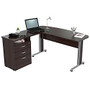 Inval Uffici Curved Top Desk, 30 inch;H x 59 inch;W x 59 inch;D, Espresso-Wengue