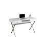 Monarch Specialties Contemporary MDF Computer Desk With Criss-Cross Legs, 29 inch;H x 48 inch;W x 24 inch;D, Chrome/White, Standard Delivery