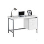 Monarch Specialties Contemporary MDF Computer Desk, 31 inch;H x 48 inch;W x 24 inch;D, Silver/White