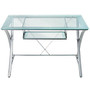 Realspace Zentra Computer Desk, 30 inch;H x 48 inch;W x 28 inch;D, Silver/Clear