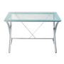 Realspace Zentra Main Desk, 30 inch;H x 48 inch;W x 28 inch;D, Silver/Clear