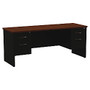 WorkPro; Modular Double Pedestal Desk, 29 1/ inch;2H x 72 inch;W x 24 inch;D, Black/Walnut