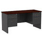 WorkPro; Modular Double Pedestal Desk, 29 1/2 inch;H x 60 inch;W x 24 inch;D, Charcoal/Mahogany