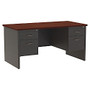 WorkPro; Modular Double Pedestal Desk, 29 1/2 inch;H x 60 inch;W x 30 inch;D, Charcoal/Mahogany