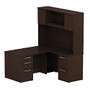BBF 300 Series L-Shaped Single-Pedestal Desk, 72 3/10 inch;H x 59 3/5 inch;W x 51 1/2 inch;D, Mocha Cherry, Premium Installation Service