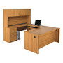 Bestar Embassy U-Shaped Workstation With Hutch And Executive Desk, 66 3/4 inch;H x 91 1/2 inch;W x 66 3/4 inch;D, Cappuccino Cherry