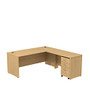 Bush Business Furniture Components L-Desk With 3-Drawer Mobile Pedestal, 29 13/16 inch;H x 71 1/16 inch;W x 77 1/16 inch;D, Light Oak, Premium Delivery