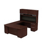 Bush Business Furniture Milano2 Bow-front Desk Right Hand U-Station with Hutch, 72 3/16 inch; x 71 1/8 inch; x 101 5/8 inch;, Harvest Cherry, Premium Delivery Service