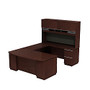 Bush Business Furniture Milano2 Bowfront Desk Right Hand U-Station with Hutch, 72 3/16 inch; x 71 1/8 inch; x 101 5/8 inch;, Harvest Cherry, Standard Delivery Service