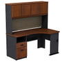 Bush Business Furniture Office Advantage Collection Expandable Corner Desk With 60 inch;W Hutch Storage, Hansen, Standard Delivery Service