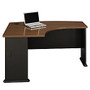 Bush Office Advantage Left L-Shaped Bow-Front Desk, 29 7/8 inch;H x 59 3/8 inch;W x 43 3/8 inch;D, Sienna Walnut, Standard Delivery Service