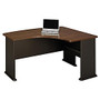 Bush Office Advantage Right L-Shaped Bow-Front Desk, 29 7/8 inch;H x 59 3/8 inch;W x 43 3/8 inch;D, Sienna Walnut, Standard Delivery Service