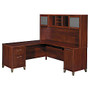 Bush; Somerset Collection Transitional Wood L-Desk With Hutch, 64 inch;H x 71 inch;W x 71 inch;D, Hansen Cherry, Standard Delivery