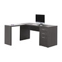Monarch Specialties  inch;L inch;-Shaped Glass Computer Desk, 30 inch;H x 60 inch;W x 55 inch;D, Gray