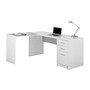 Monarch Specialties  inch;L inch;-Shaped Glass Computer Desk, 30 inch;H x 60 inch;W x 55 inch;D, White