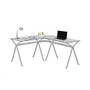 Monarch Specialties L-Shaped Glass Computer Desk, 29 inch;H x 57 inch;W x 57 inch;D, Silver