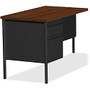 Lorell; Fortress Series Single Pedestal Left-Handed Return Desk, 29 1/2 inch;H x 42 inch;W x 24 inch;D, Black/Walnut