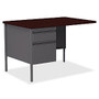 Lorell; Fortress Series Single Pedestal Left-Handed Return Desk, 29 1/2 inch;H x 42 inch;W x 24 inch;D, Charcoal/Mahogany