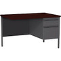 Lorell; Fortress Series Single Pedestal Right-Handed Return Desk, 29 1/2 inch;H x 42 inch;W x 24 inch;D, Charcoal/Mahogany