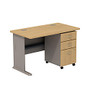 Bush Business Furniture Office Advantage Collection 48 inch;W Desk With 3 Drawer Mobile Pedestal, Light Oak, Premium Delivery Service