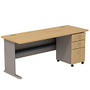 Bush Business Furniture Office Advantage Collection 72 inch;W Desk With 3 Drawer Mobile Pedestal, Light Oak, Premium Delivery Service