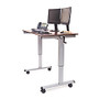 Luxor Crank Adjustable Stand Up Desk, 45 1/4 inch;H x 48 inch;W x 29 1/2 inch;D, Dark Walnut/Silver