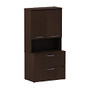BBF 300 Series Lateral File, 2 Drawers With Overhead Storage, 72 3/10 inch;H x 35 3/5 inch;W x 21 4/5 inch;D, Mocha Cherry, Standard Delivery Service