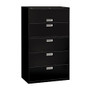 HON; Brigade; 600 Series Lateral File, 5 Drawers, 67 inch;H x 42 inch;W x 19 1/4 inch;D, Black