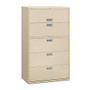 HON; Brigade; 600 Series Lateral File, 5 Drawers, 67 inch;H x 42 inch;W x 19 1/4 inch;D, Putty