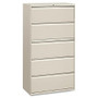 HON; Lateral File With Lock, 5 Drawers, 67 inch;H x 36 inch;W x 19 1/4 inch;D, Light Gray