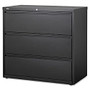 Lorell 3-Drawer Black Lateral Files - 42 inch; x 18.6 inch; x 40.3 inch; - 3 x Drawer(s) for File - Letter, Legal, A4 - Lateral - Locking Drawer, Magnetic Label Holder, Ball-bearing Suspension, Leveling Glide - Black - Steel - Recycled