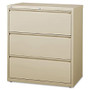 Lorell 3-Drawer Putty Lateral Files - 36 inch; x 18.6 inch; x 40.3 inch; - 3 x Drawer(s) for File - Letter, Legal, A4 - Lateral - Locking Drawer, Magnetic Label Holder, Ball-bearing Suspension, Leveling Glide - Putty - Steel - Recycled