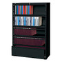Lorell; Lateral File With Roll-Out Shelves And Receding Drawer Fronts, 5-Drawer, 68 3/4 inch;H x 42 inch;W x 18 5/8 inch;D, Black
