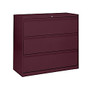 Sandusky; 800 Series Steel Lateral File Cabinet, 3-Drawers, 40 7/8 inch;H x 36 inch;W x 19 1/4 inch;D, Burgundy
