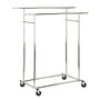 Honey-Can-Do Double Commercial Garment Rack, 67 inch;H x 31 1/2 inch;W x 74 1/2 inch;D, Chrome