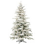 Fraser Hill Farm 7 1/2 inch; Mountain Pine Flocked Artificial Christmas Tree With Smart String Lighting, White/Black