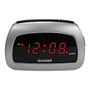 Sharp; Battery Backup Electric-Powered Digital Alarm Clock, 2 3/4 inch; x 4 1/4 inch; x 2 inch;, Black/Silver
