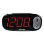 Sharp; Large Display LED Digital Alarm Clock With 2 USB Charge Ports, 3 1/2 inch; x 7 1/2 inch; x 2 inch;, Black