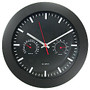 Timekeeper Round 12 inch; Black Wall Clock With Temperature And Humidity Gauges