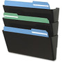 Deflect-o Letter-Size Stackable Wall DocuPocket - 3 Pocket(s) - 7 inch; Height x 13 inch; Width x 4 inch; Depth - Wall Mountable - Black - 1Each