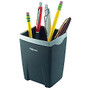 Fellowes; Office Suites Pencil Cup, 4 1/4 inch;H x 3 1/8 inch;W x 3 1/8 inch;D, Black/Silver